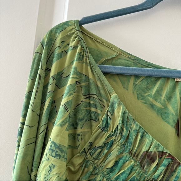 One World Mossy Vintage Green Sublimation Crease Print Dress Women’s Size Medium - Picture 4 of 15